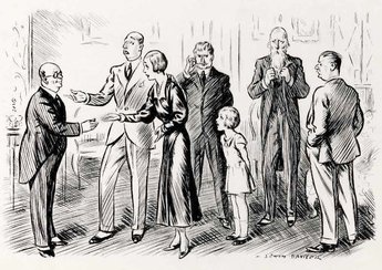 Luncheon host (concluding introductions of distinguished members of his lodge) "And this my dear, is Mrs Theophilus Tomkins - er - last, but - er- by no means least." Small daughter: "Which of them is least, daddy?"