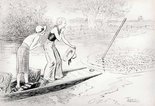Wife (as bubbles float up from the spot where her husband has fallen overboard) "Good gracious just look at the awful language George is using." Image.