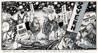 "But that's the Democratic way - after a week or so of this, we pick the one with the funniest hat!"