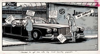 "I'm clean, mate. I'm on strike. I decided to get one with my Social Security payments."