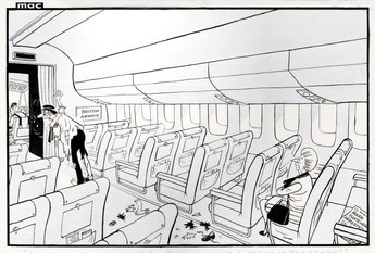 "You heard the lady. This cancelled flight to South Africa is now uncancelled. So get flying and put your foot down!"