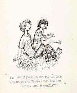 "But I had to pack him up - me l'amour was beginning to make the down on his chin turn to bristles -"