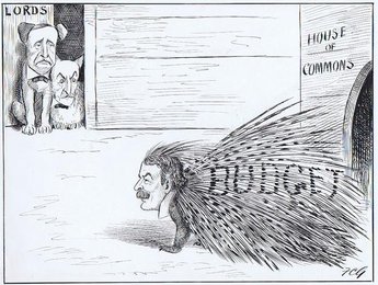 A PRICKLY PROSPECT Lord Lansdowne & Londonberry: "It will have to come over our way later on - "Will it be safe to sit upon it?"