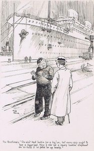The Reactionary: "She ain't bad lookin for a big 'un, but every ship ought to 'ave a figger'ead. Now if she 'ad a saucy lookin' elephant on 'er bows if 'ud fetch 'er up lovely."